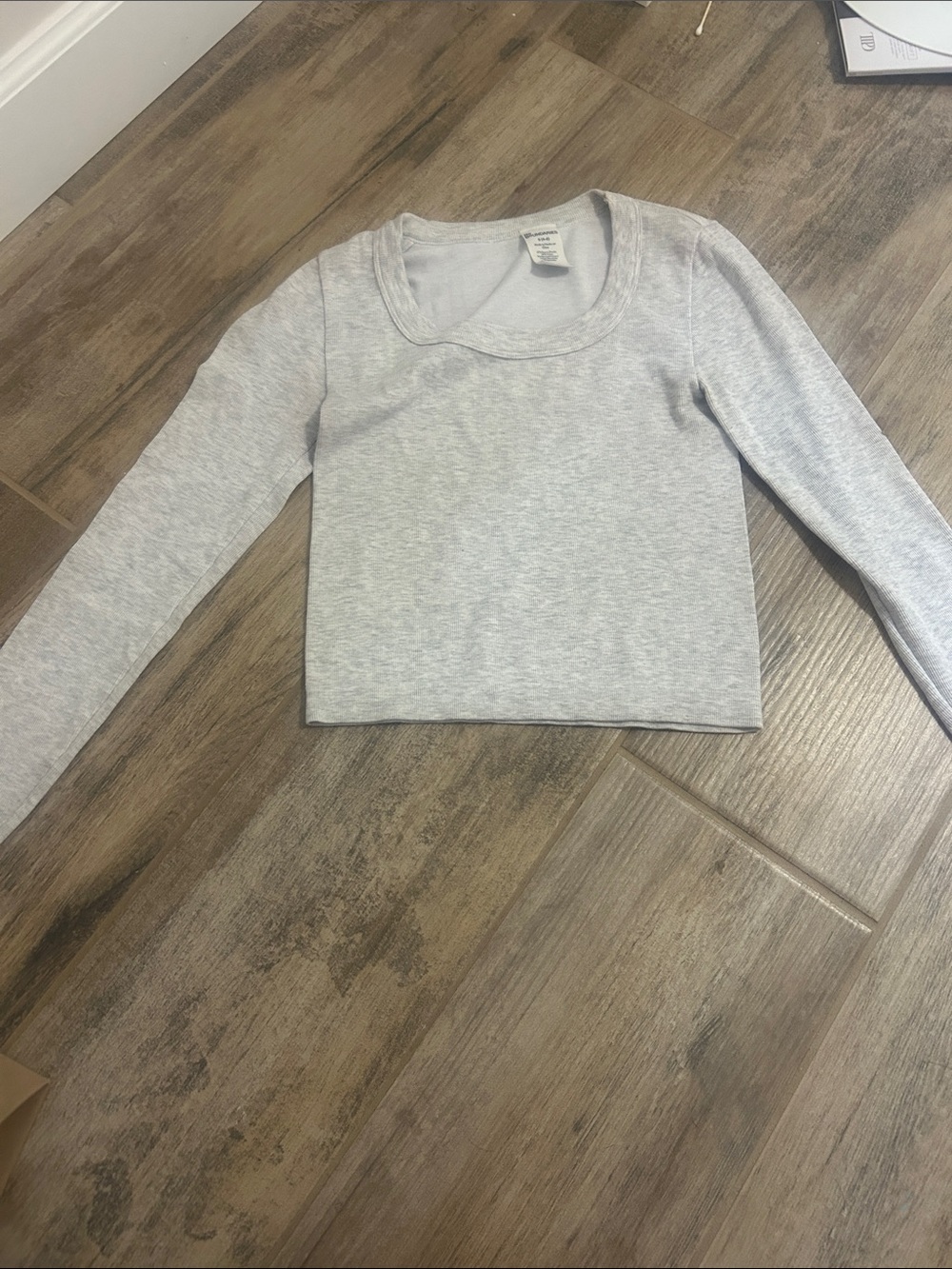 No Boundaries Heathered Light Gray Ribbed Cropped Top